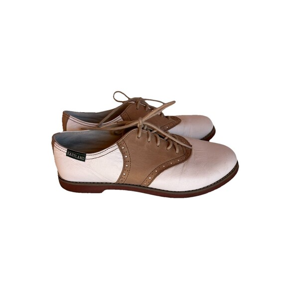 Eastland Saddie Saddle Shoes Women’s Size 6.5 White‎ & Tan Two Tone Leather - Picture 3 of 10